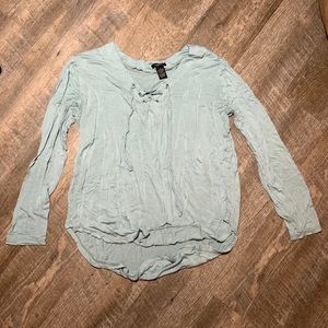Teal Lace Up Shirt